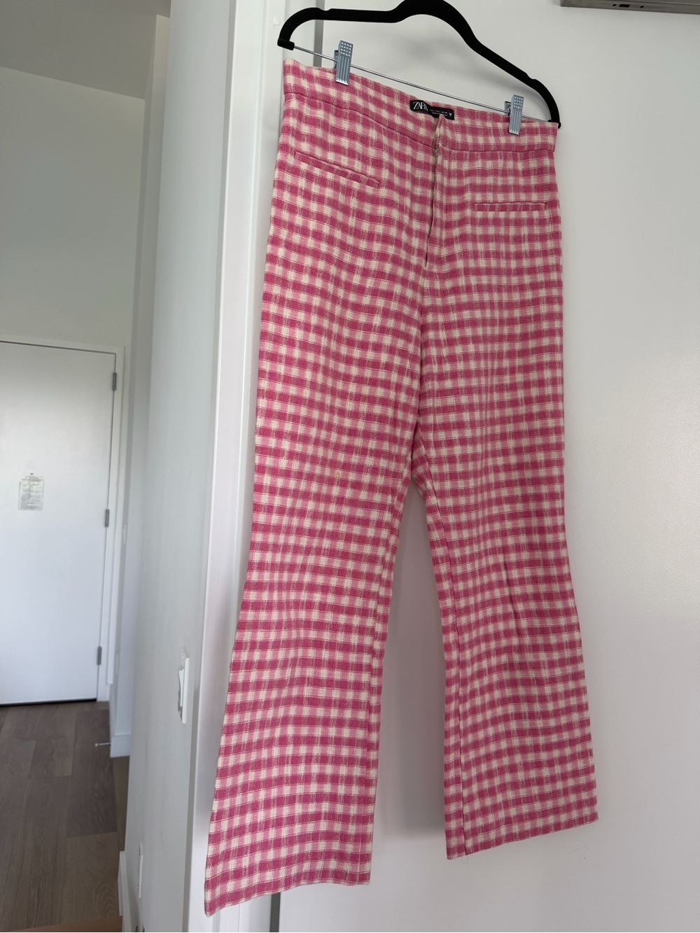 Zara Pink and White Gingham Skirt